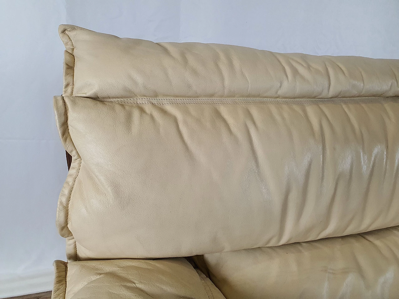 Leather and suede armchair with footstool, 1970s 9