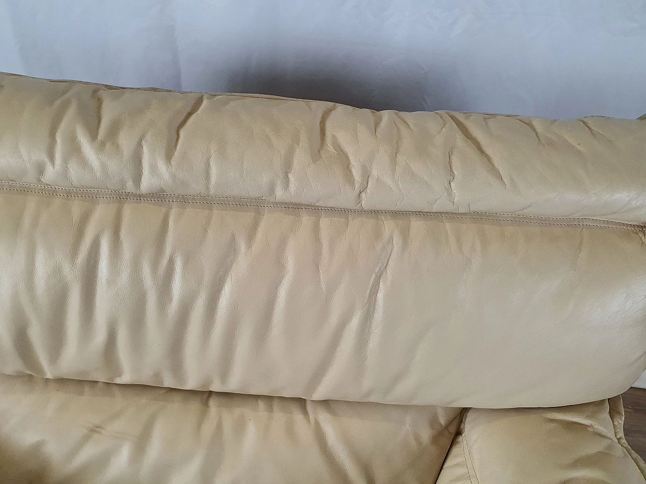 Leather and suede armchair with footstool, 1970s 10