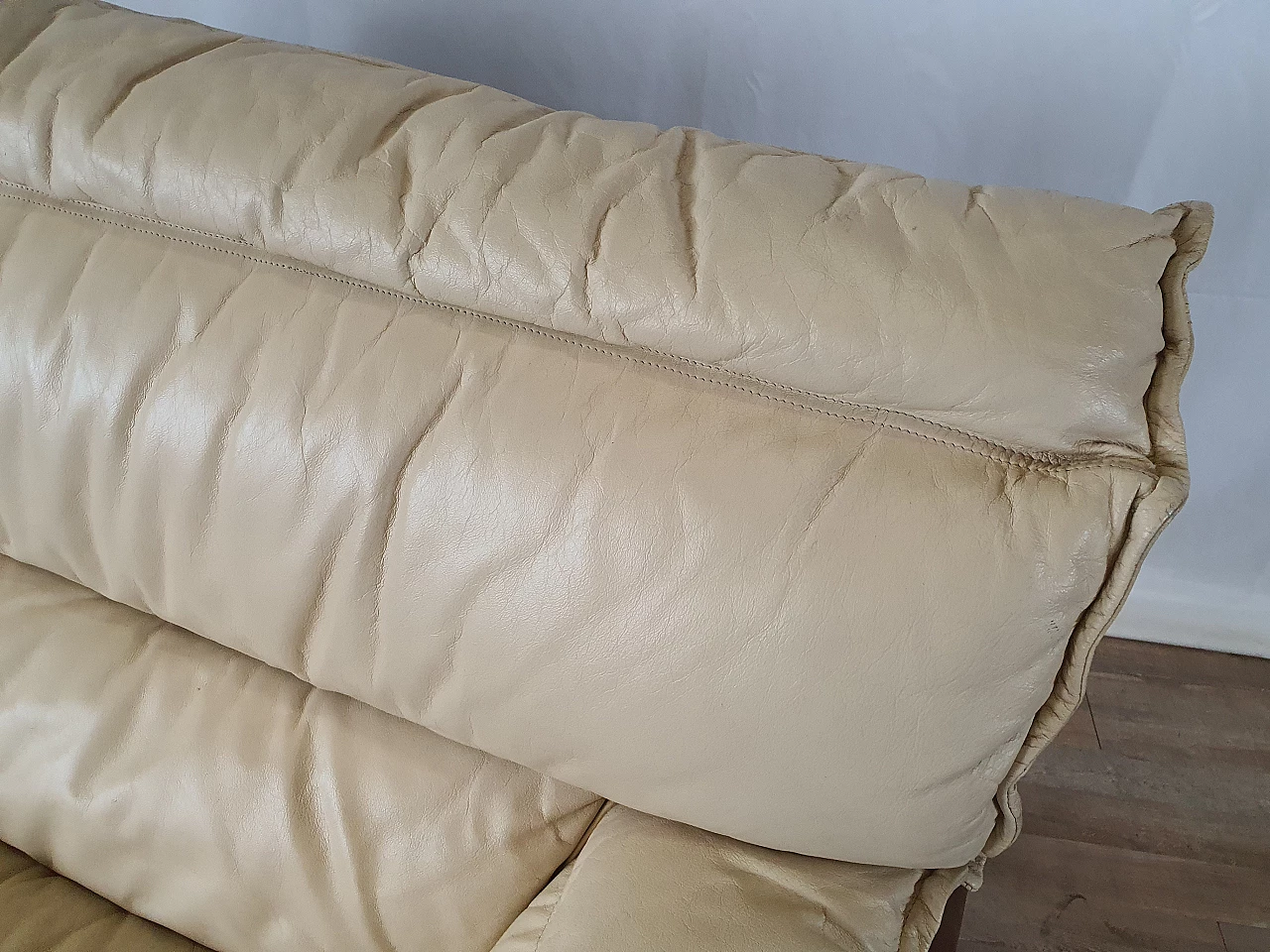 Leather and suede armchair with footstool, 1970s 19