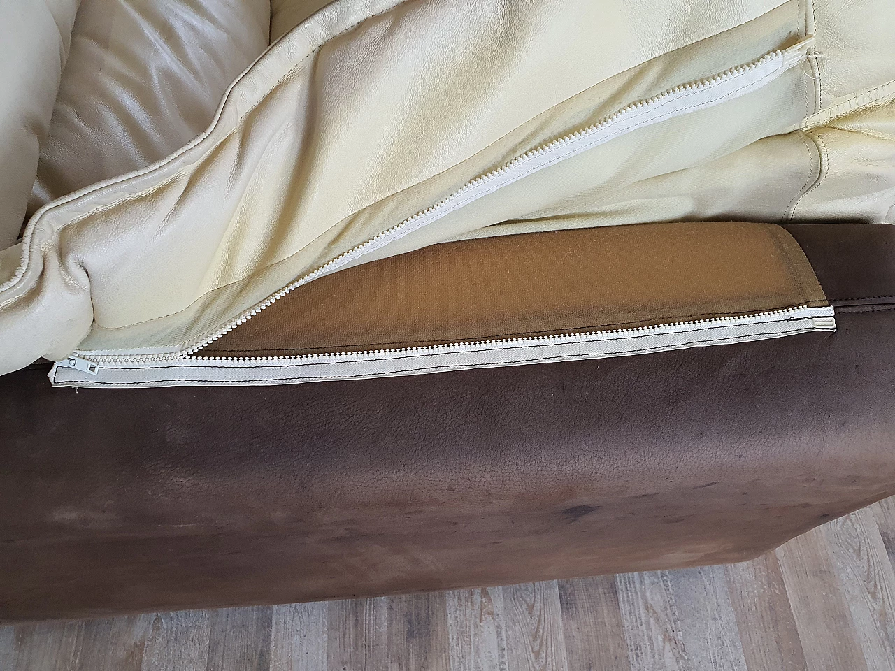 Leather and suede armchair with footstool, 1970s 25