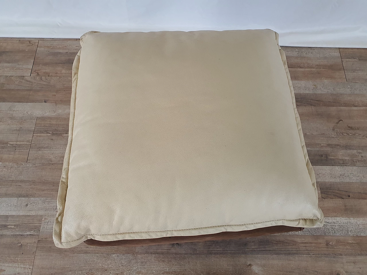 Leather and suede armchair with footstool, 1970s 30