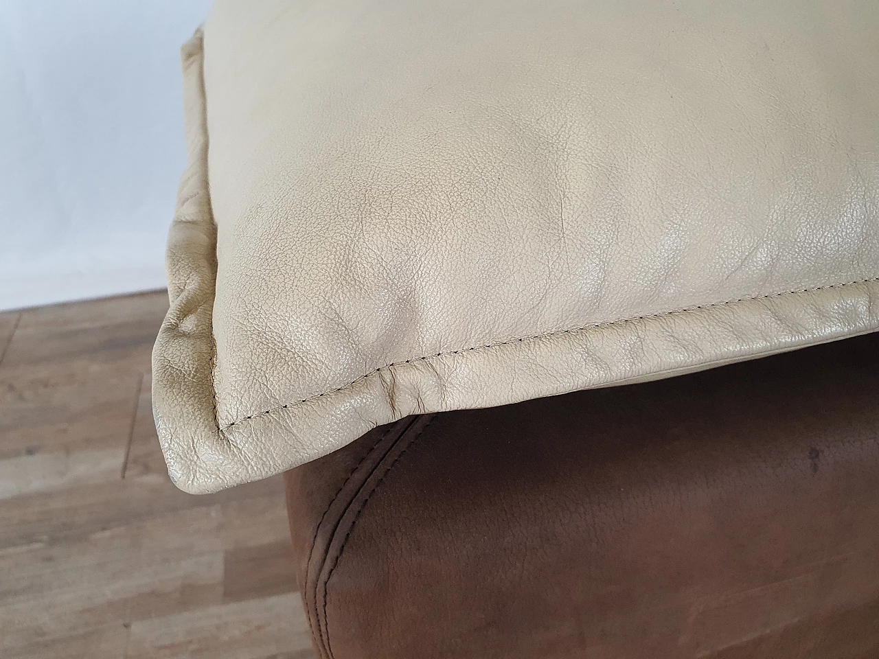 Leather and suede armchair with footstool, 1970s 33