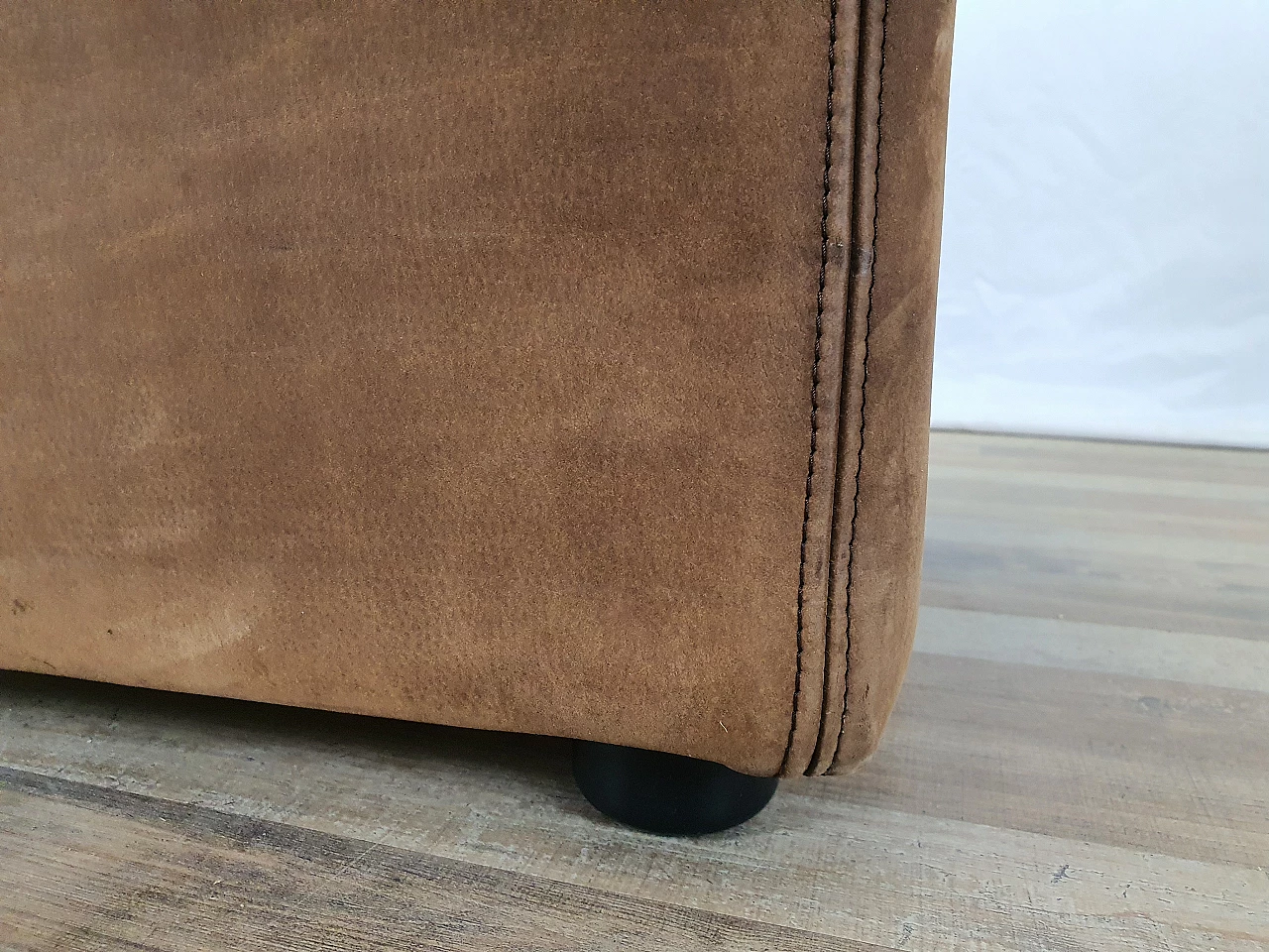 Leather and suede armchair with footstool, 1970s 36