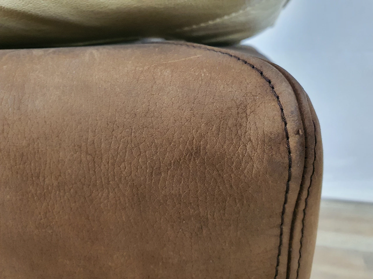 Leather and suede armchair with footstool, 1970s 37