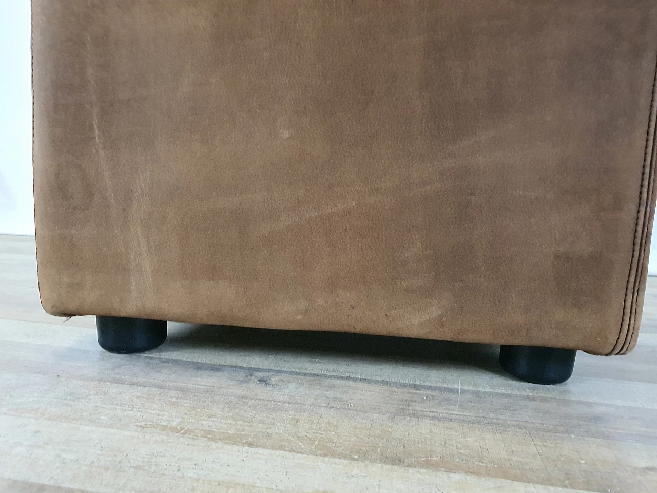 Leather and suede armchair with footstool, 1970s 38