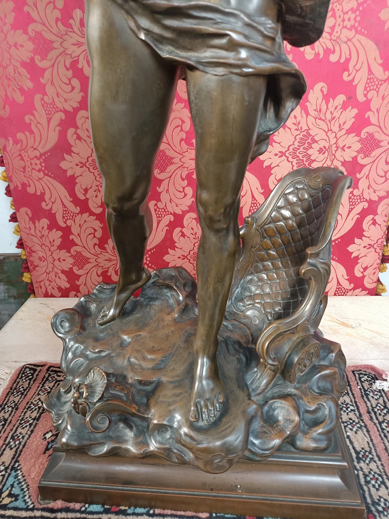 Scultura in bronzo di figura con arpa di Clement Leopold Steiner, '800 7