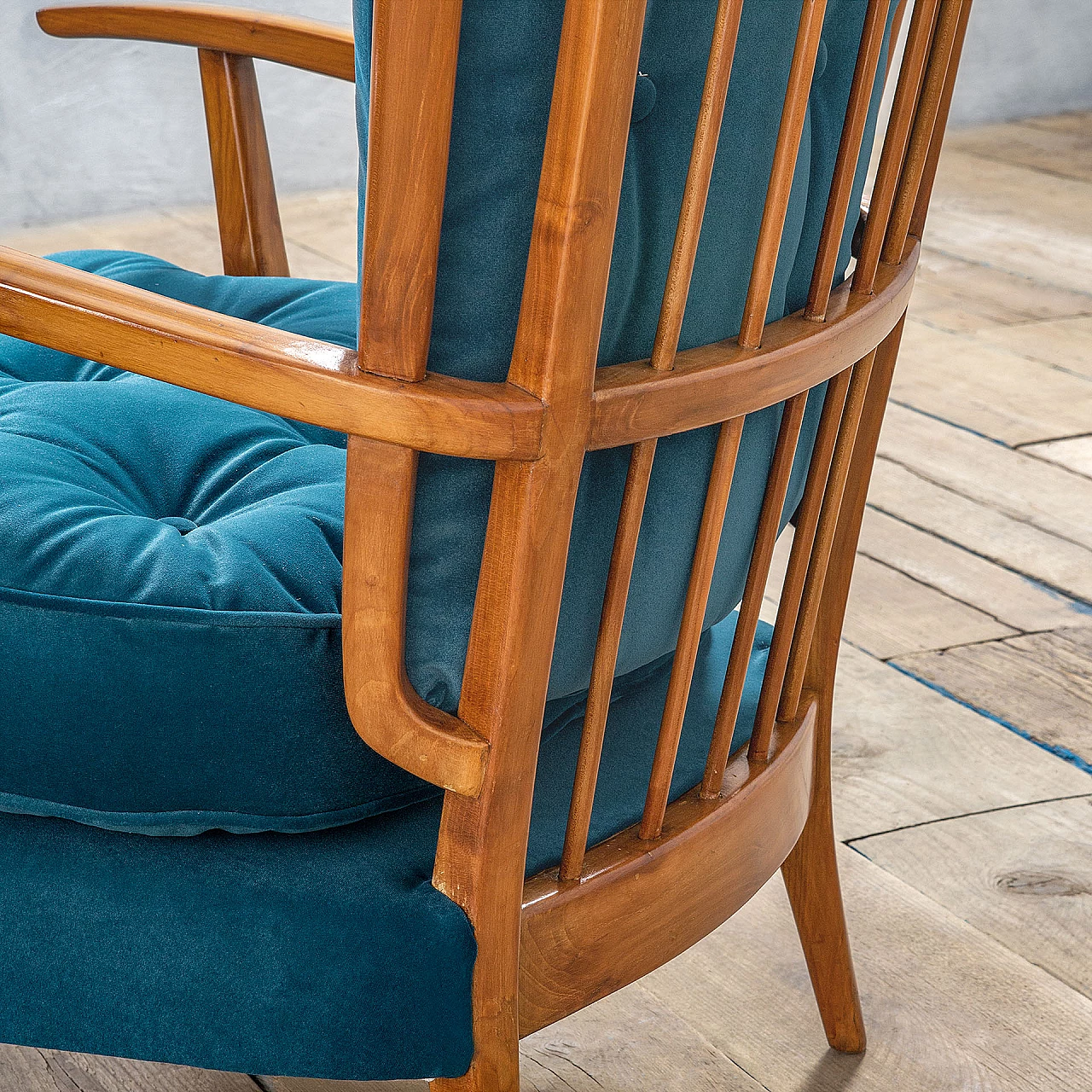 Wooden armchair with ottoman by Paolo Buffa for Marelli, 1950s 3