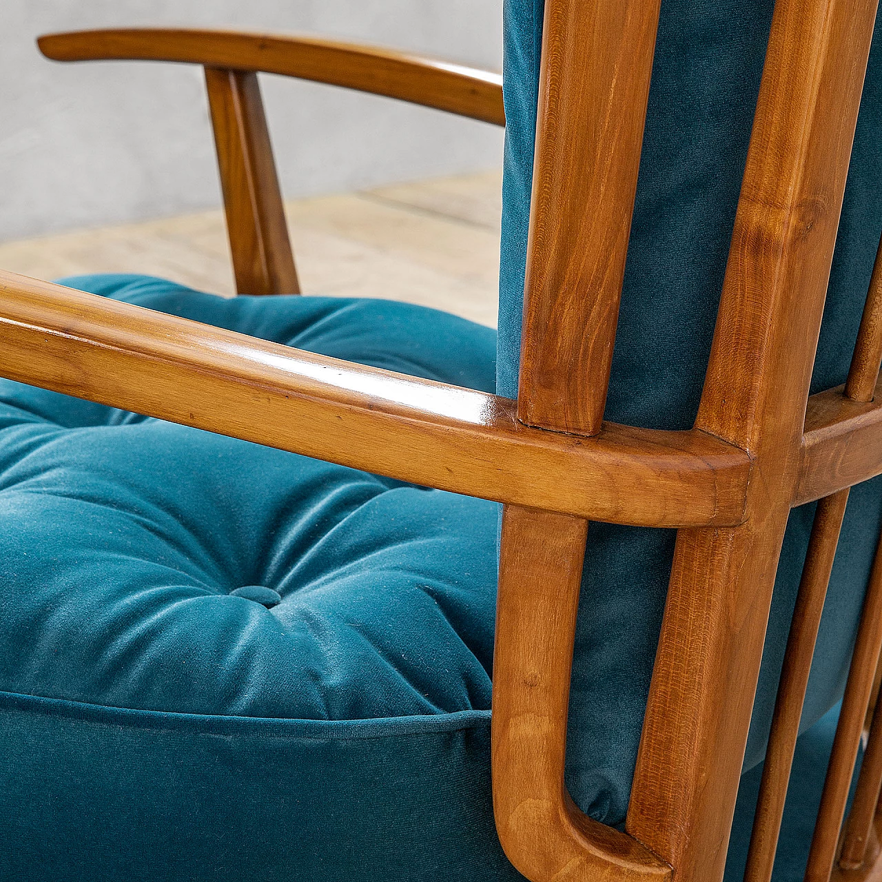 Wooden armchair with ottoman by Paolo Buffa for Marelli, 1950s 5