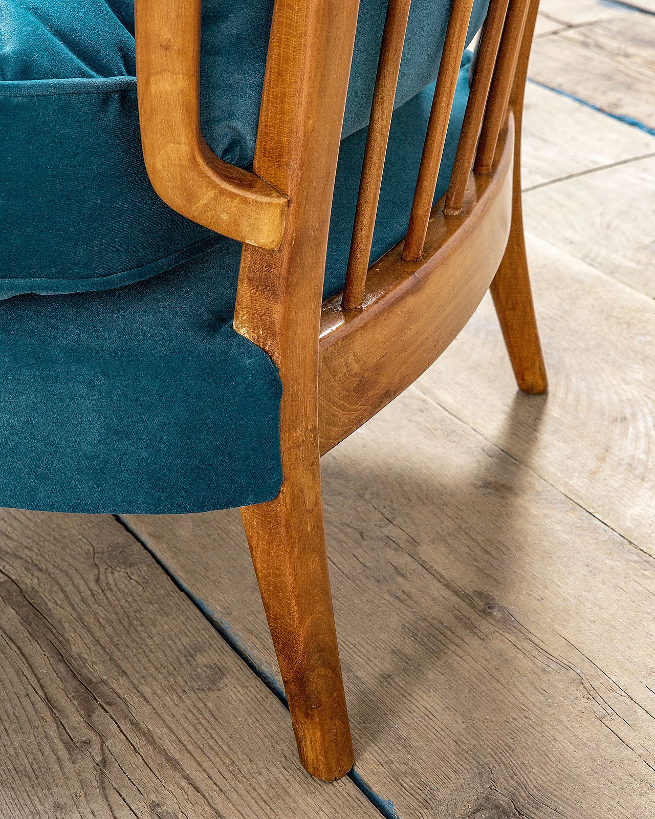 Wooden armchair with ottoman by Paolo Buffa for Marelli, 1950s 6