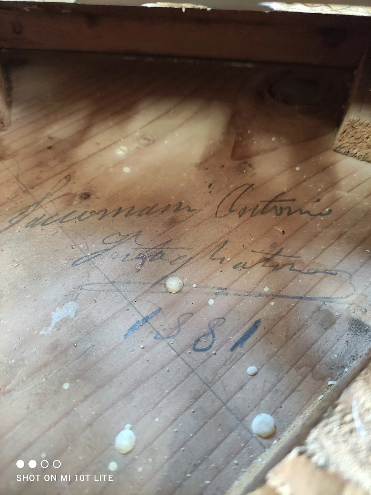 Wooden wall console table with gold leaf mirror, 1881 4