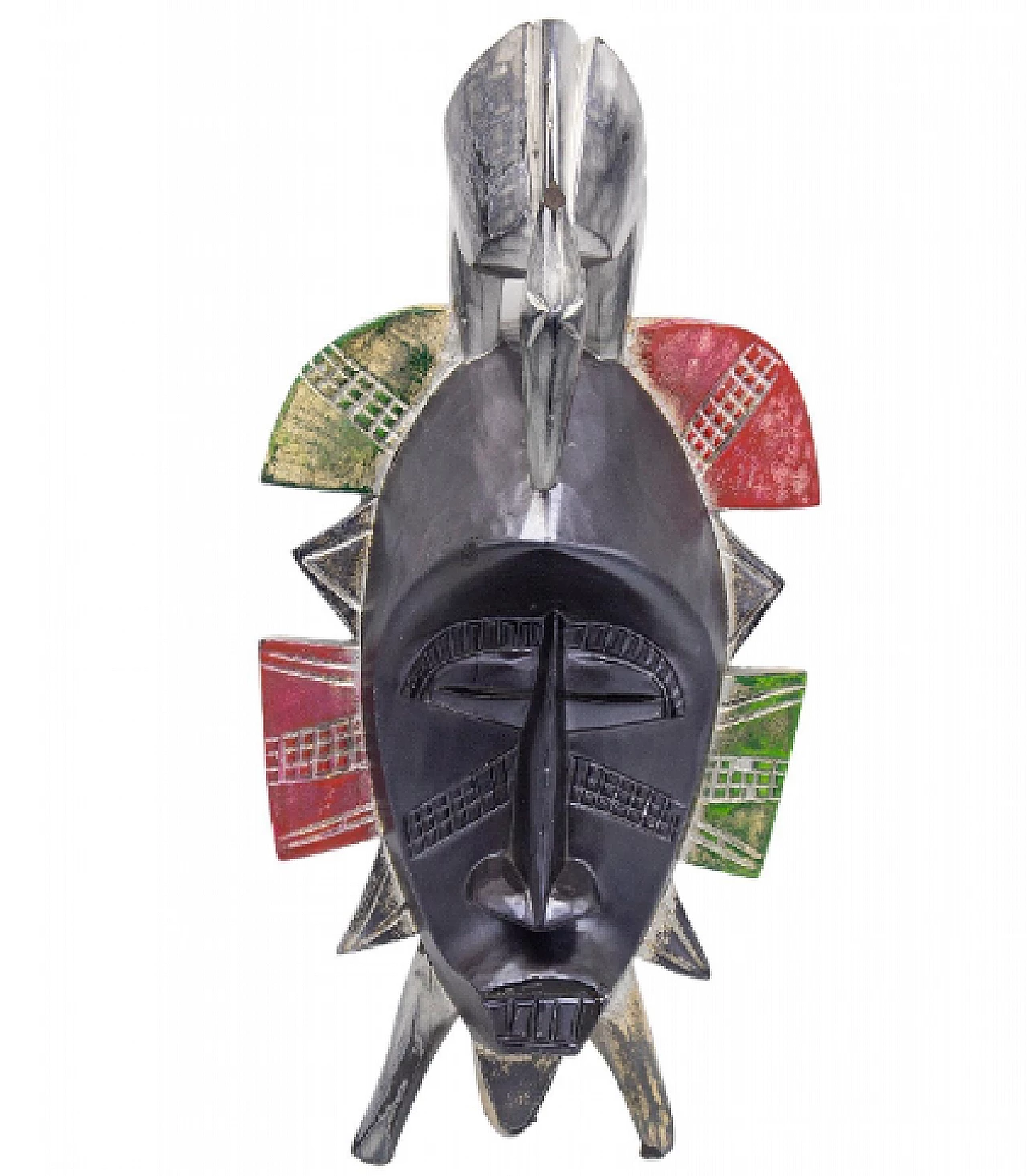 Painted wood tribal mask by Bomberbax, 2022 1