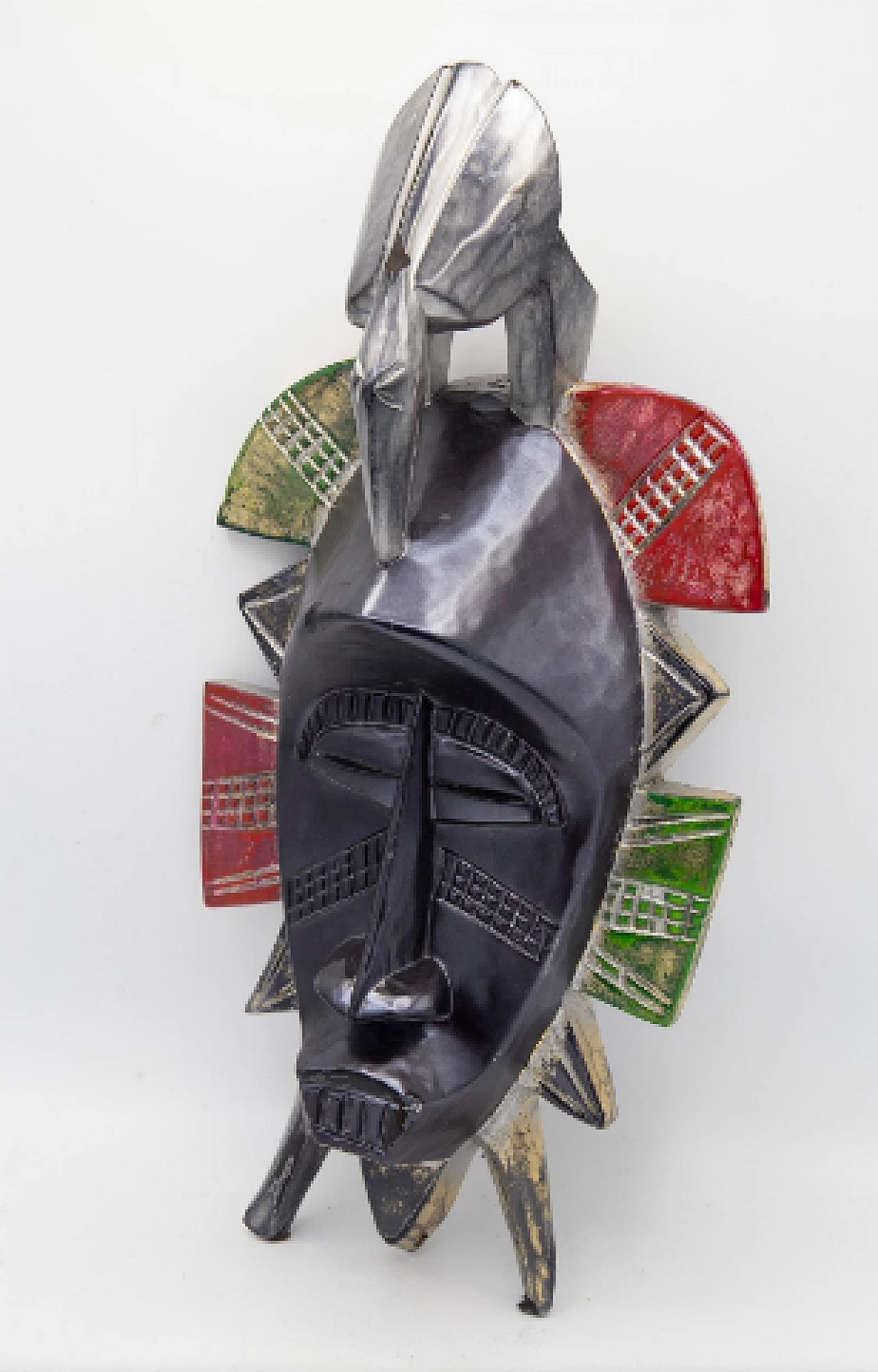 Painted wood tribal mask by Bomberbax, 2022 2