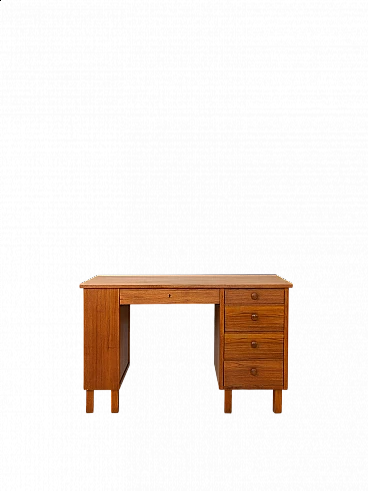 Swedish teak desk with drawers and shelving, 1960s