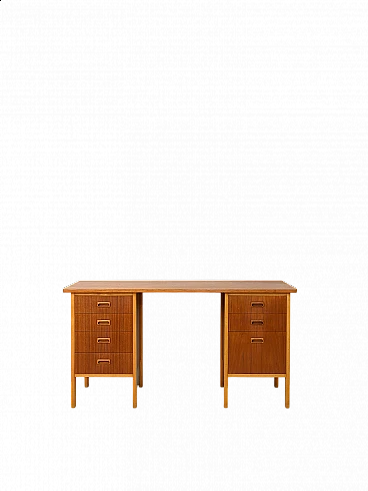 Scandinavian teak desk with oak mouldings, 1960s