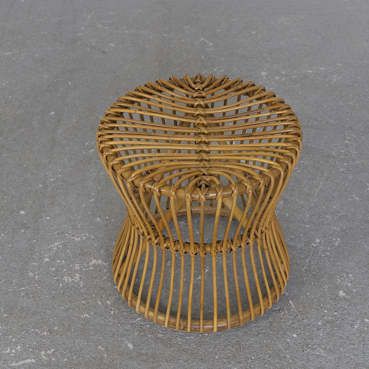 Wicker footstool, 1950s 1