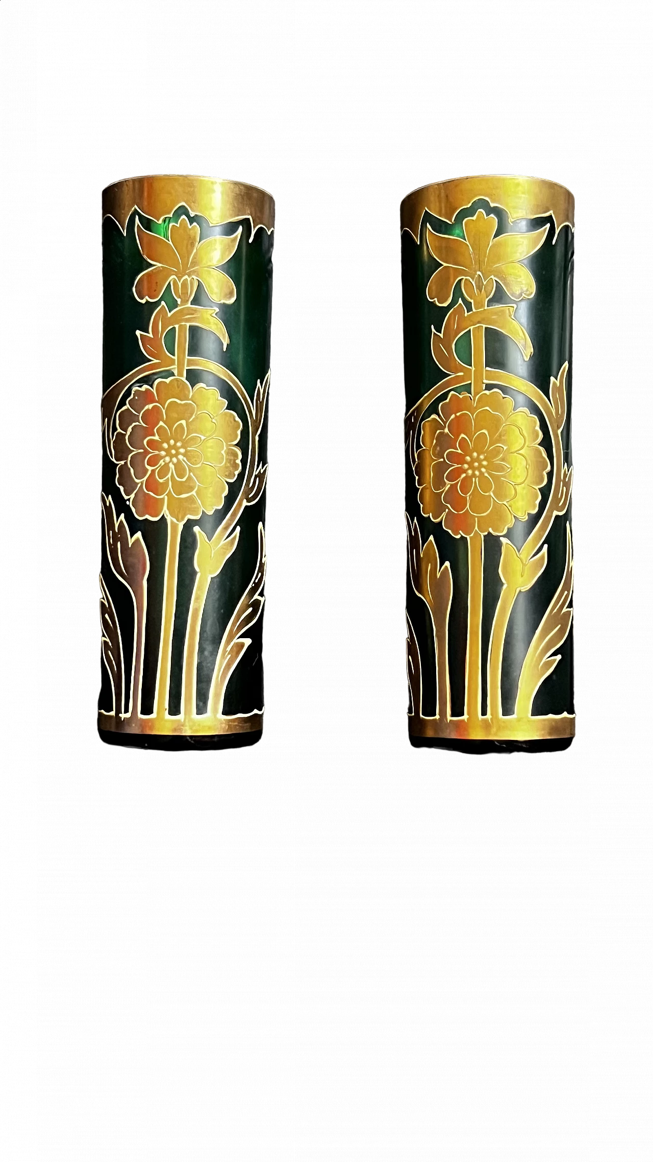 Pair of Art Nouveau glass vases, early 20th century 8