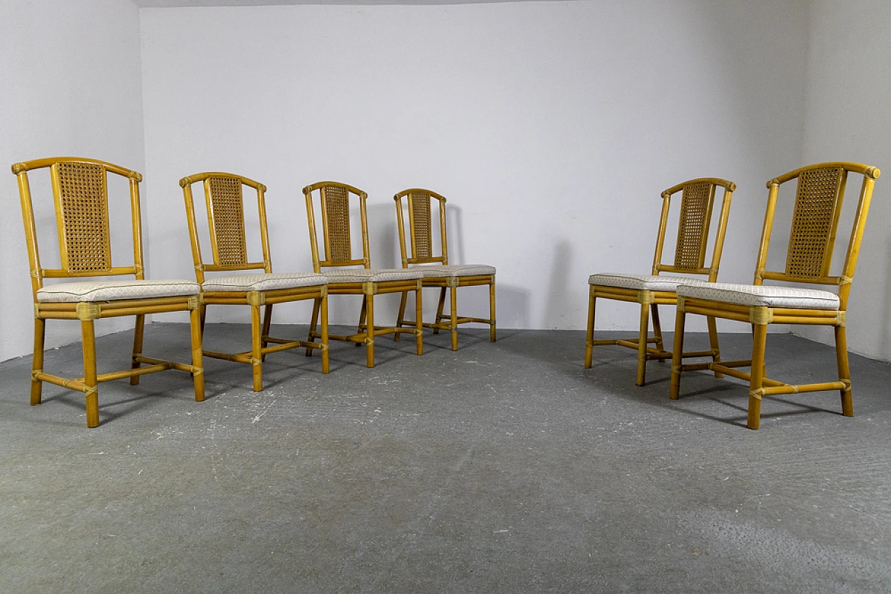 6 Wicker chairs with bamboo structure, 1970s 3