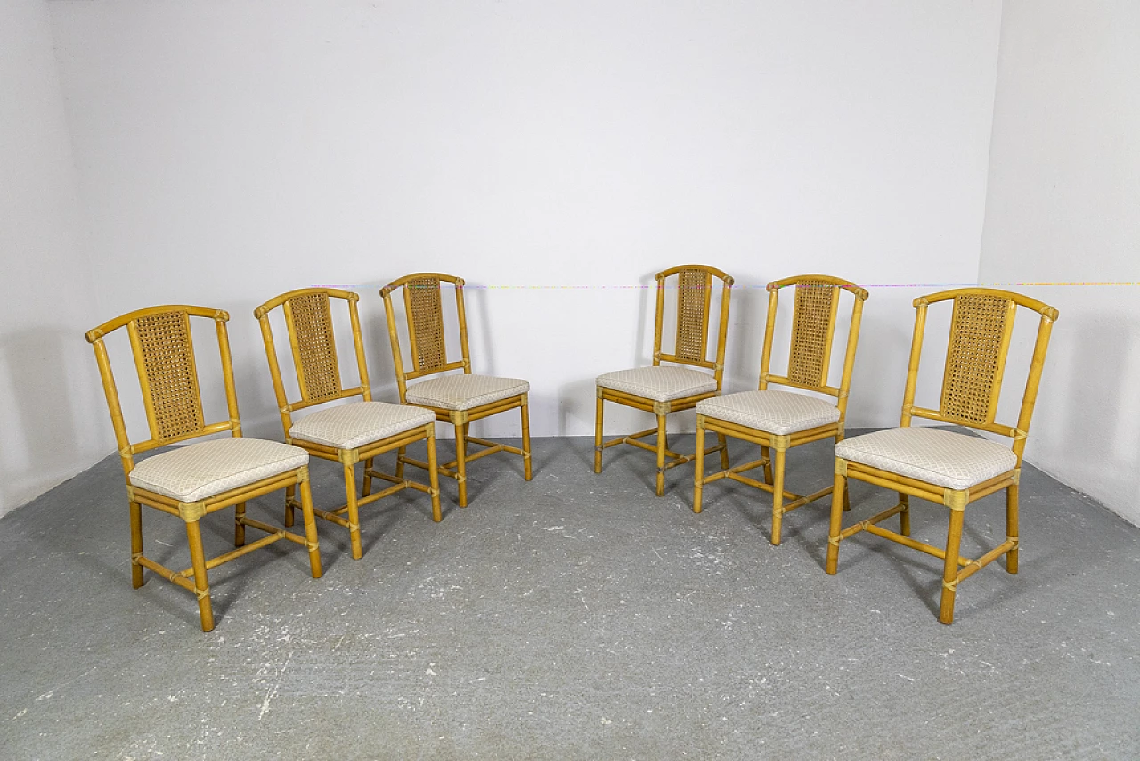 6 Wicker chairs with bamboo structure, 1970s 4