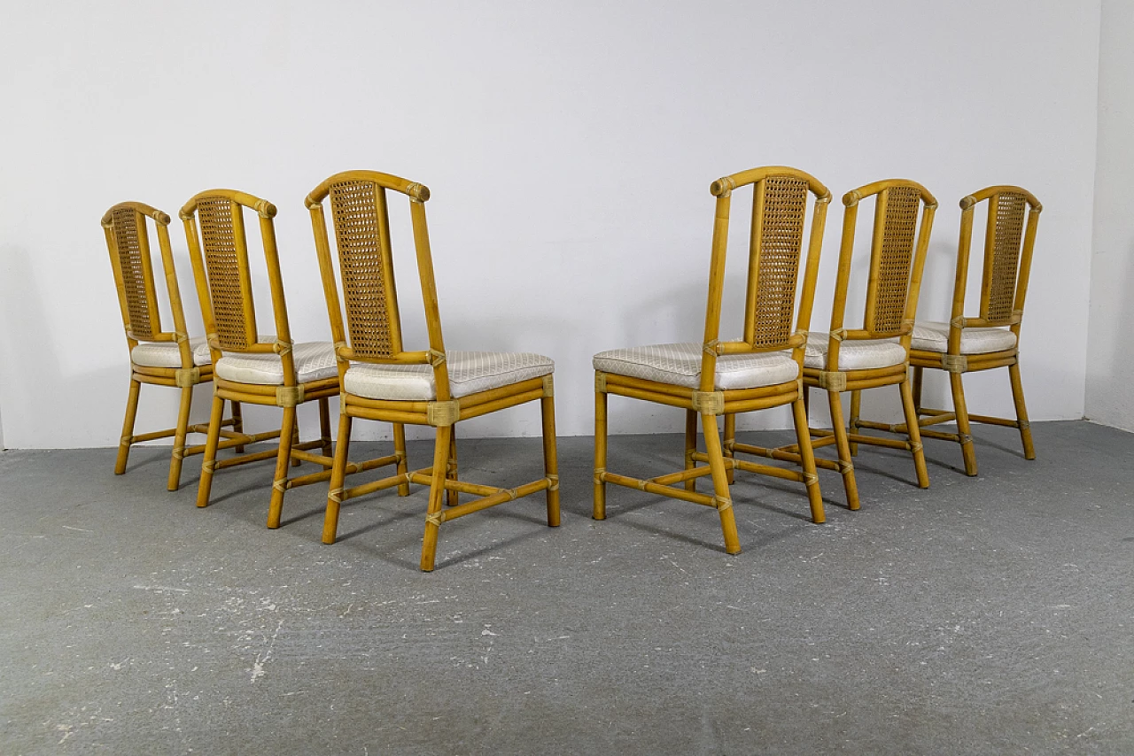 6 Wicker chairs with bamboo structure, 1970s 6