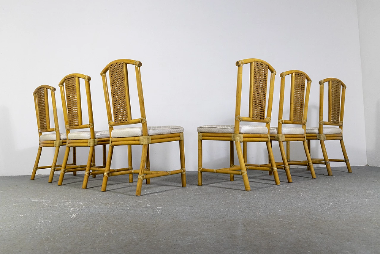 6 Wicker chairs with bamboo structure, 1970s 7