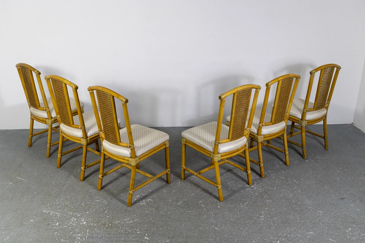 6 Wicker chairs with bamboo structure, 1970s 8