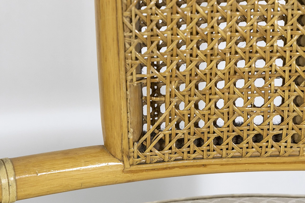 6 Sedie in vimini con struttura in bambù, anni '70 9