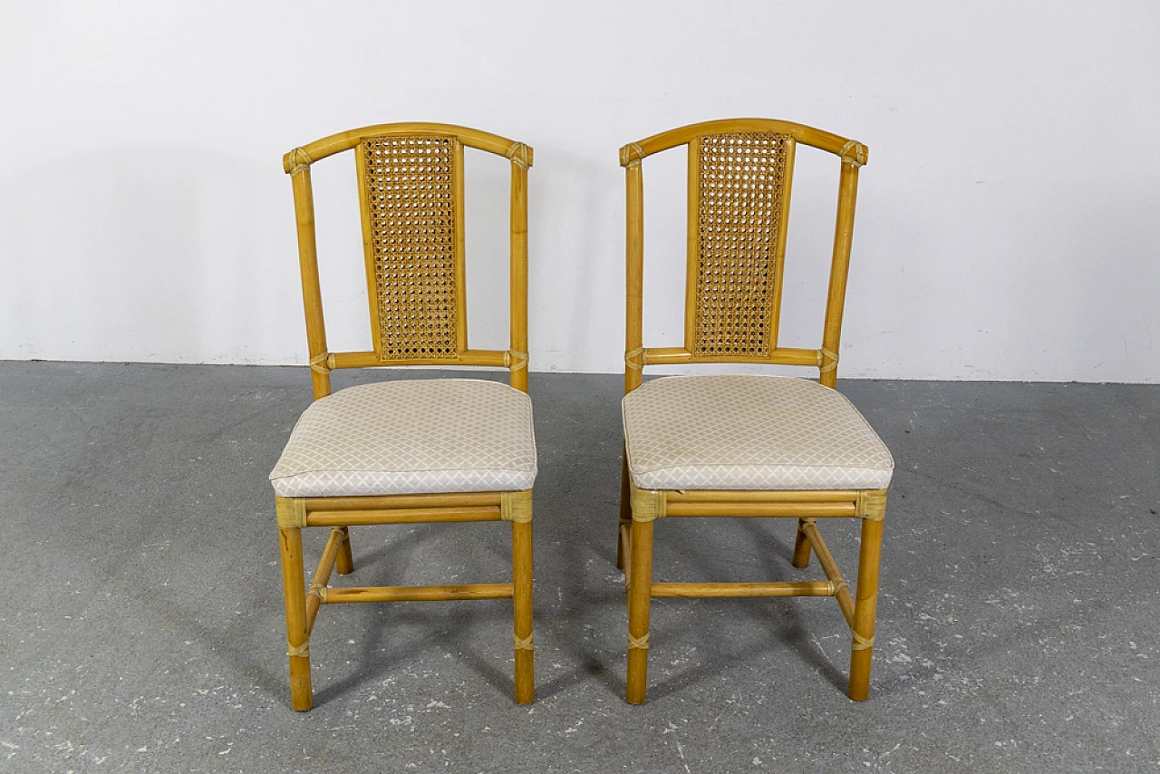 6 Sedie in vimini con struttura in bambù, anni '70 10