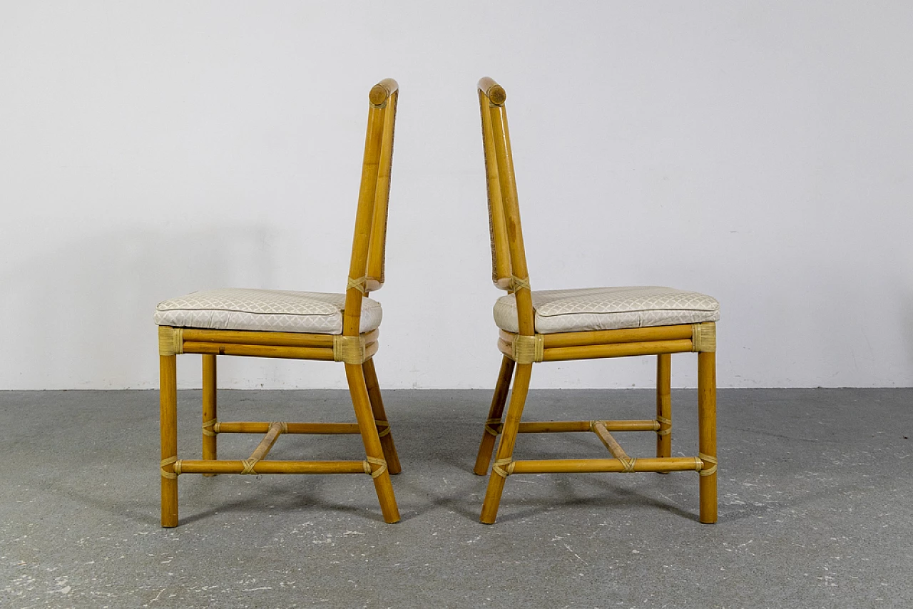 6 Sedie in vimini con struttura in bambù, anni '70 12