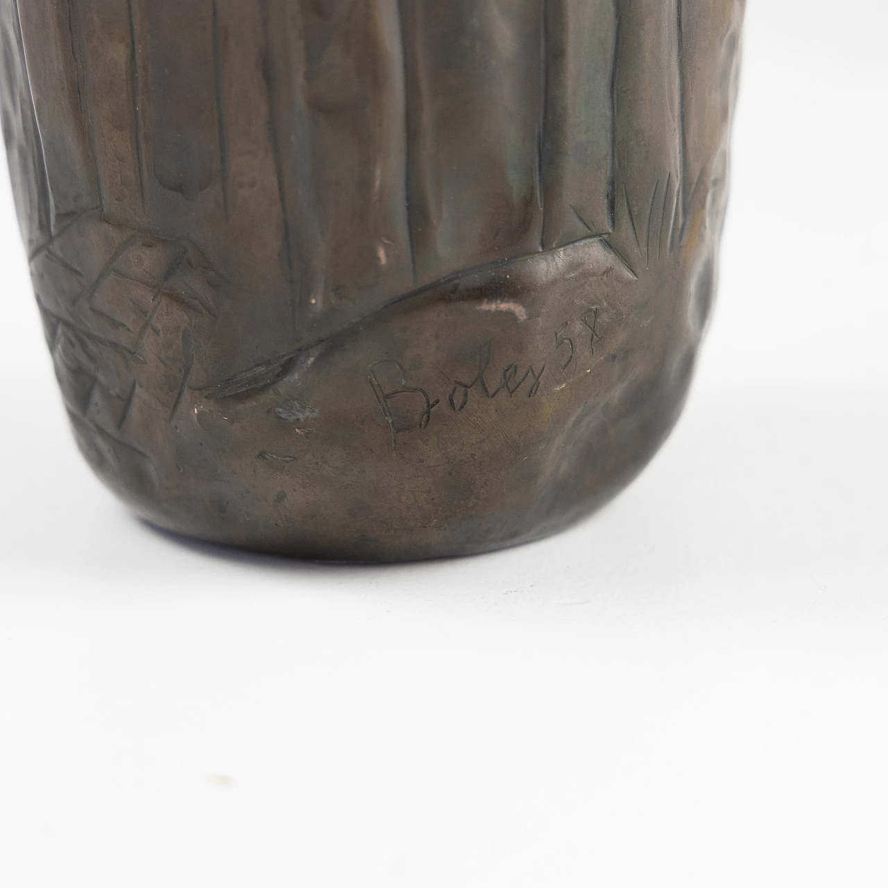 Decorated copper vase signed Bolex, 1950s 2