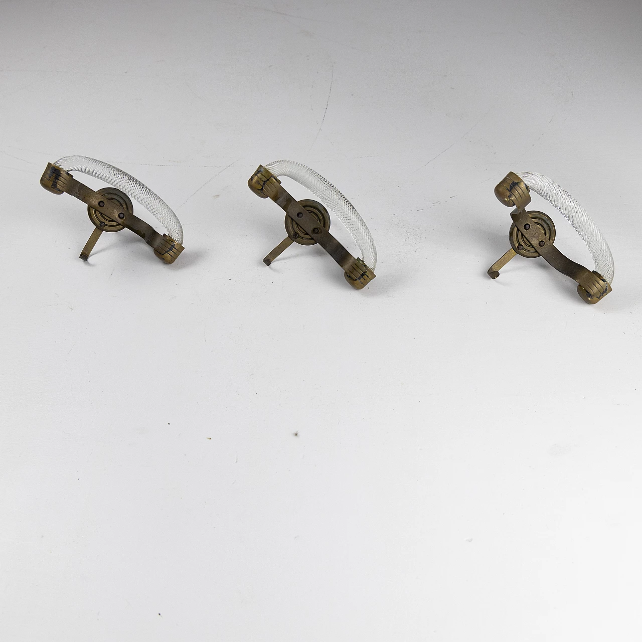 3 Glass hangers with brass frame, 1950s 4