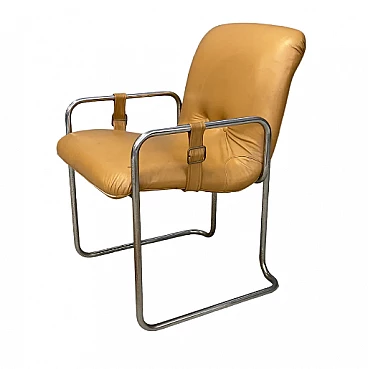 Skai and chromed metal armchair by Guido Faleschini, 1970s