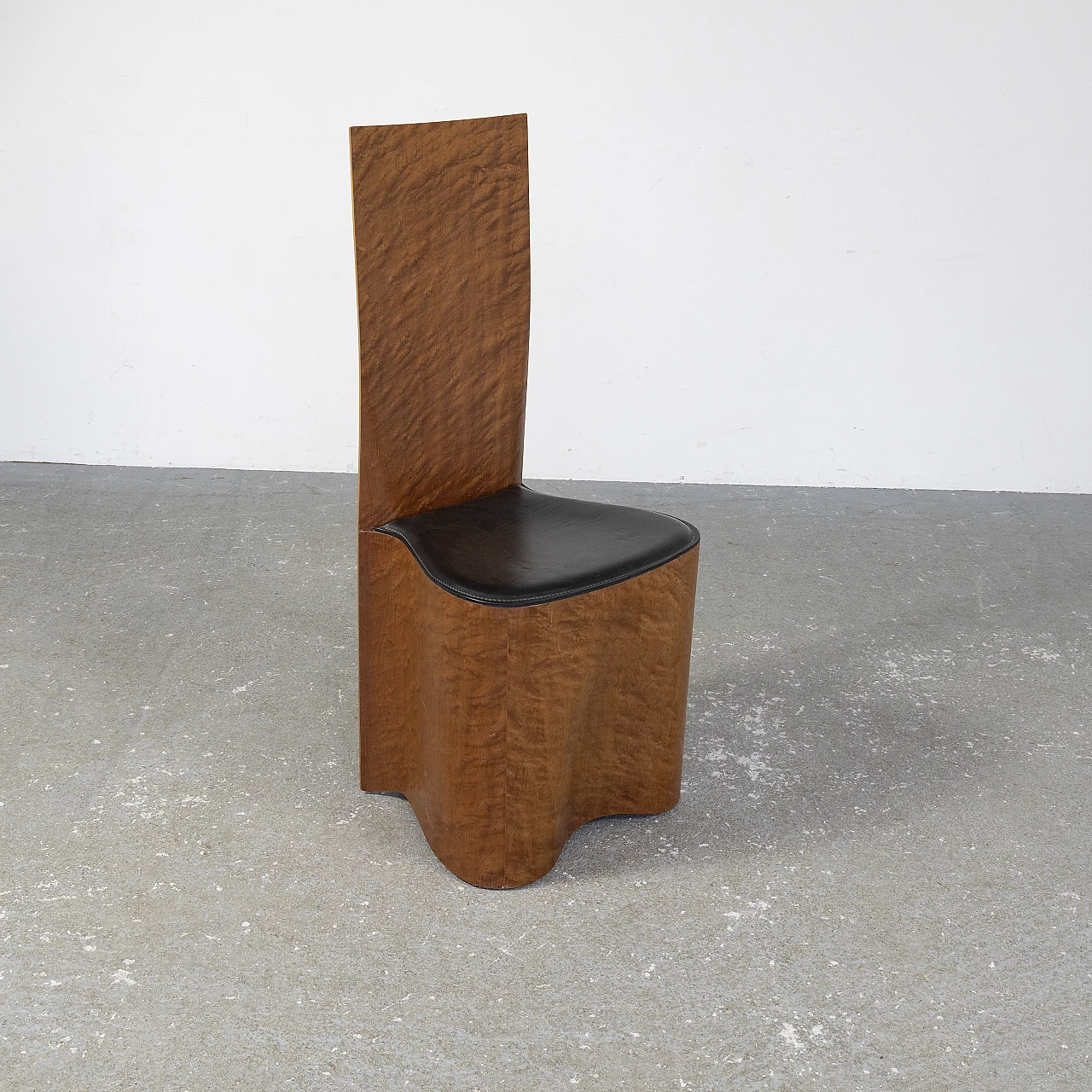 Birch-root chair with leather seat, 1970s 8
