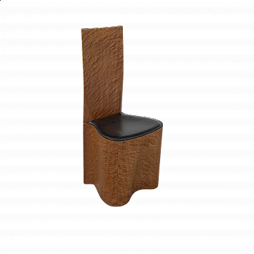 Birch-root chair with leather seat, 1970s