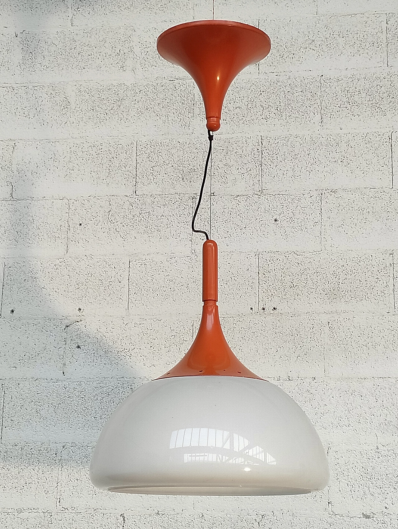 Orange ceiling lamp by Elio Martinelli for Martinelli Luce, 1970s 3