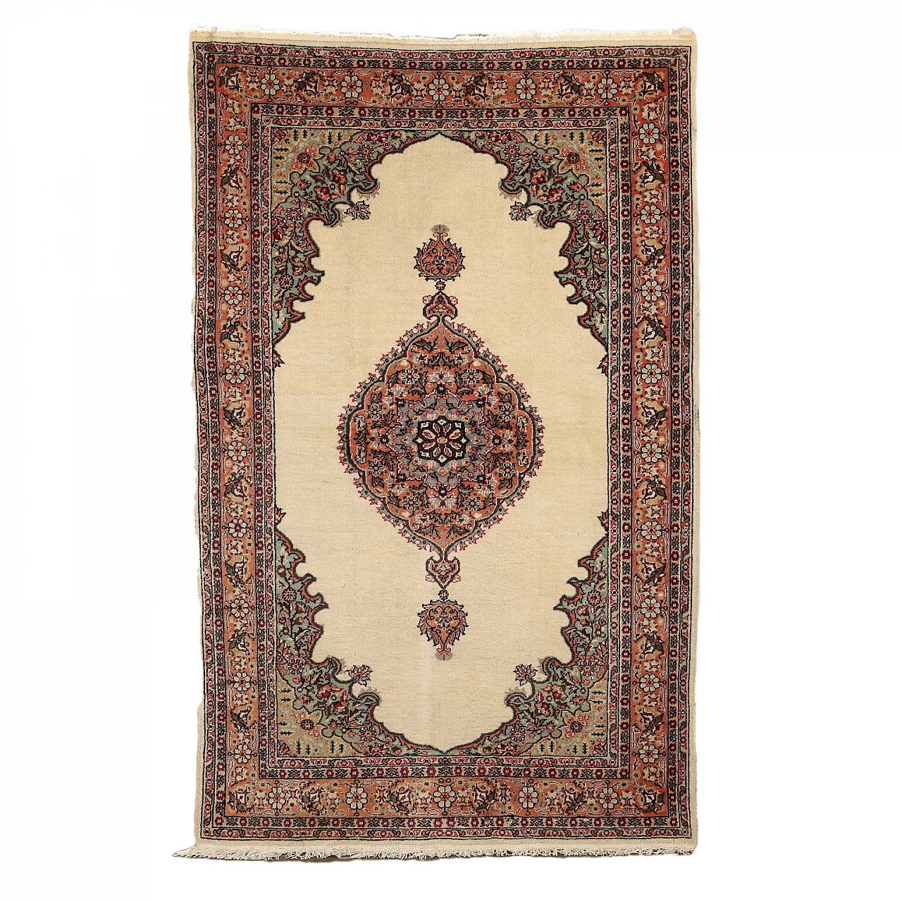 Tappeto persiano Kerman in cotone e lana 1