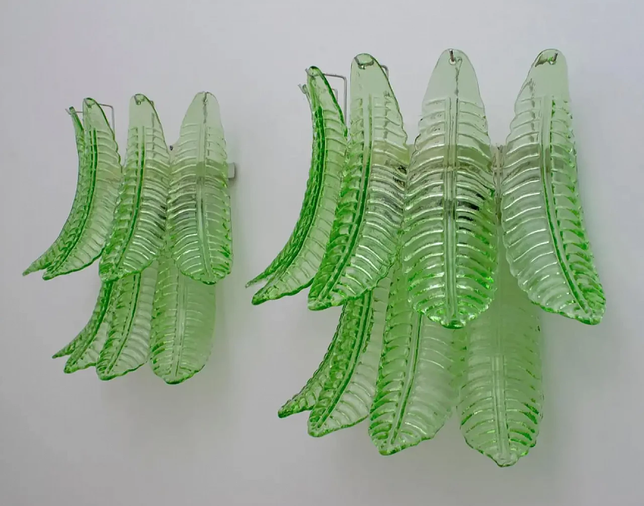 Pair of Murano glass palm leaf wall sconces, 1970s 4