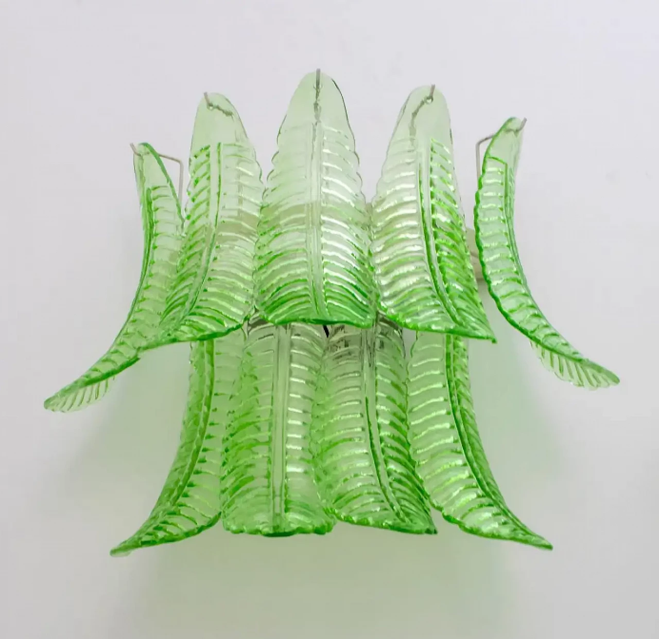 Pair of Murano glass palm leaf wall sconces, 1970s 9