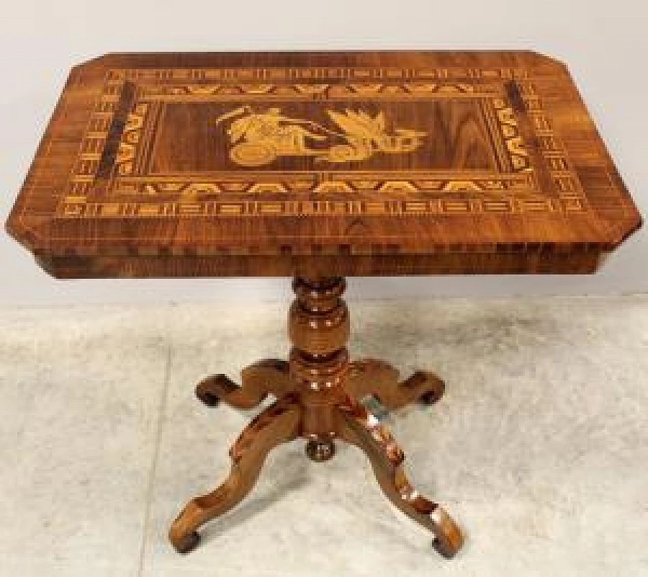 Rolo inlaid walnut coffee table, 19th century 1