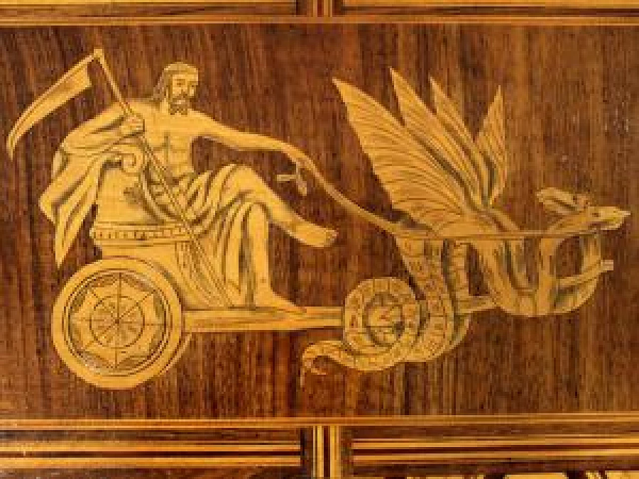 Tavolino Rolo in noce intarsiato, '800 2