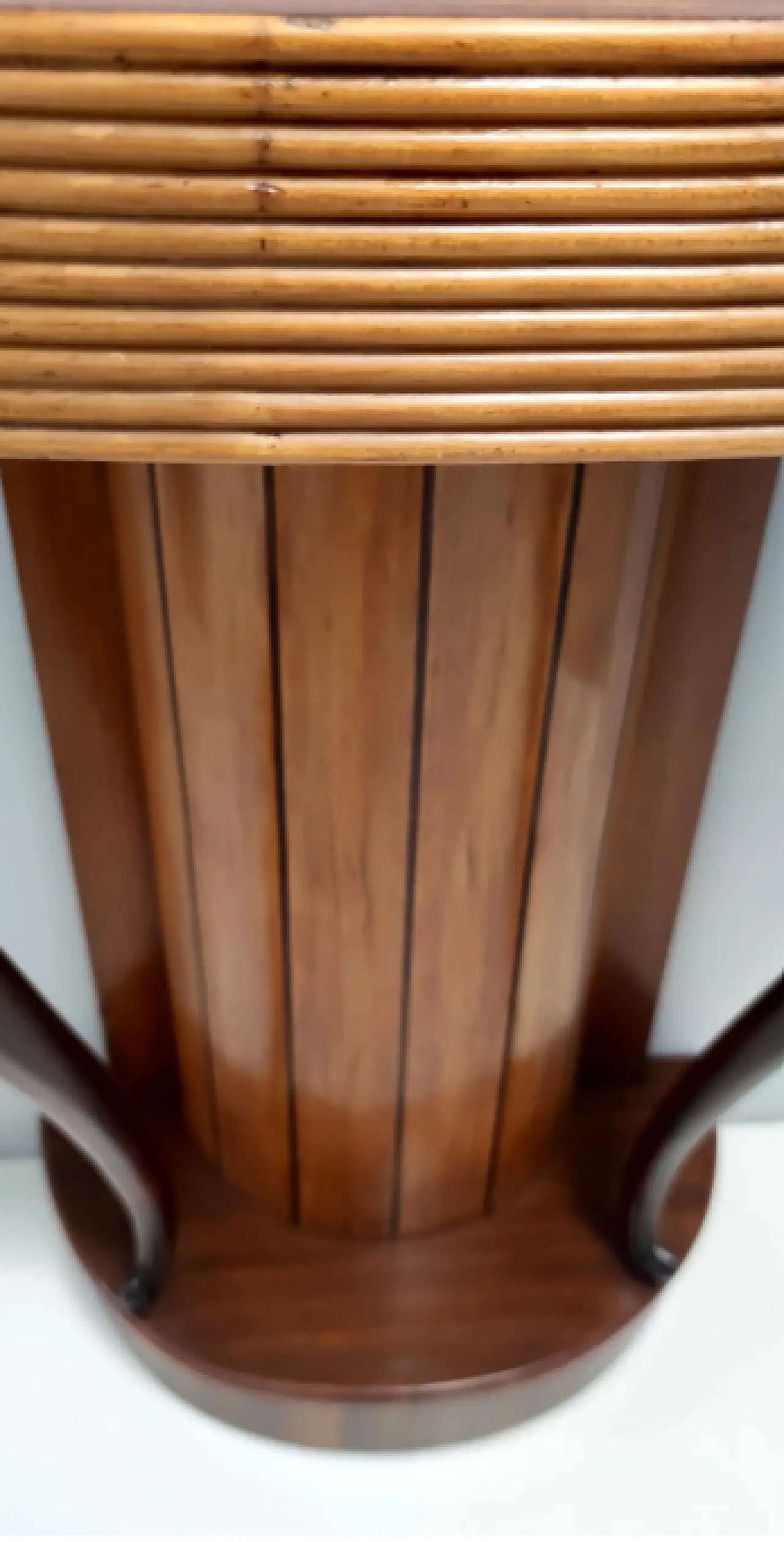 Demilune console table in beech and walnut by Osvaldo Borsani, 1940s 11