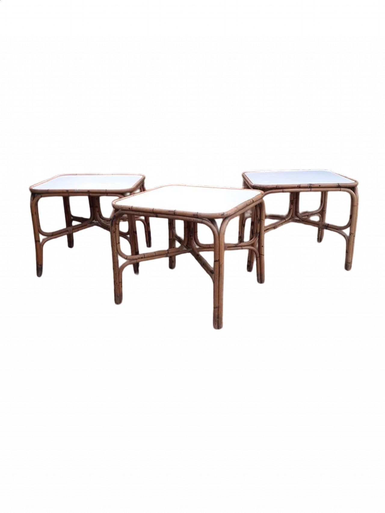 Bamboo table with white laminate top, 1990s 9