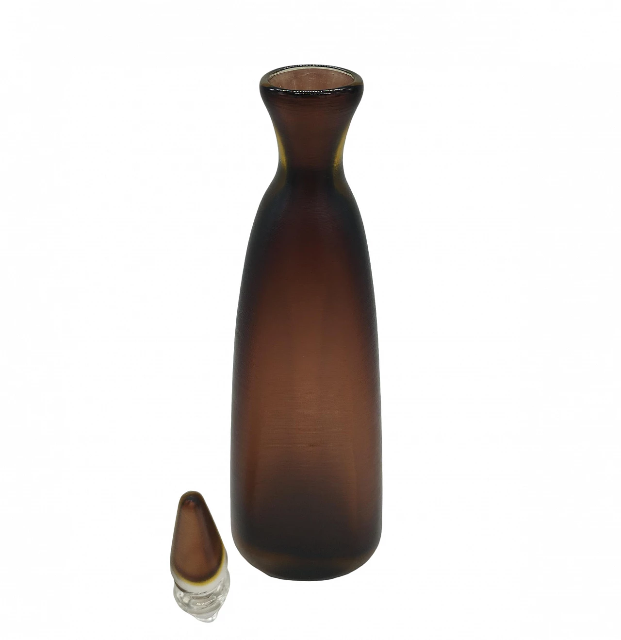 Murano glass bottle with stopper from the Bottiglie Incise series by Paolo Venini, 1985 5