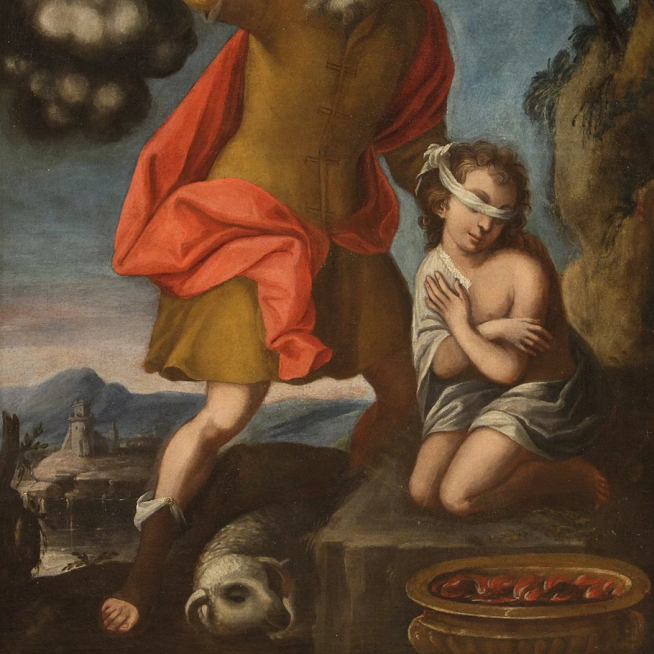 Painting depicting the Sacrifice of Isaac, oil on canvas, 17th century 4