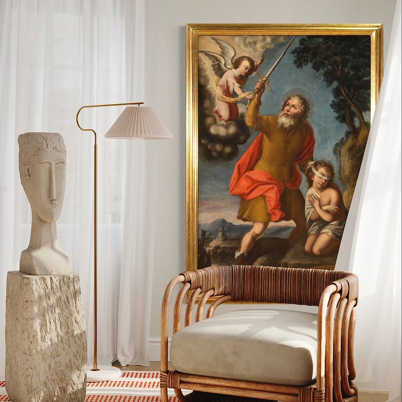 Painting depicting the Sacrifice of Isaac, oil on canvas, 17th century 13