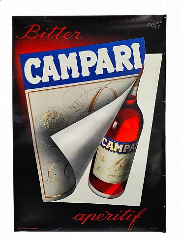 Bitter Campari Apéritif advertising poster by Carlo Fisanotti, 1957