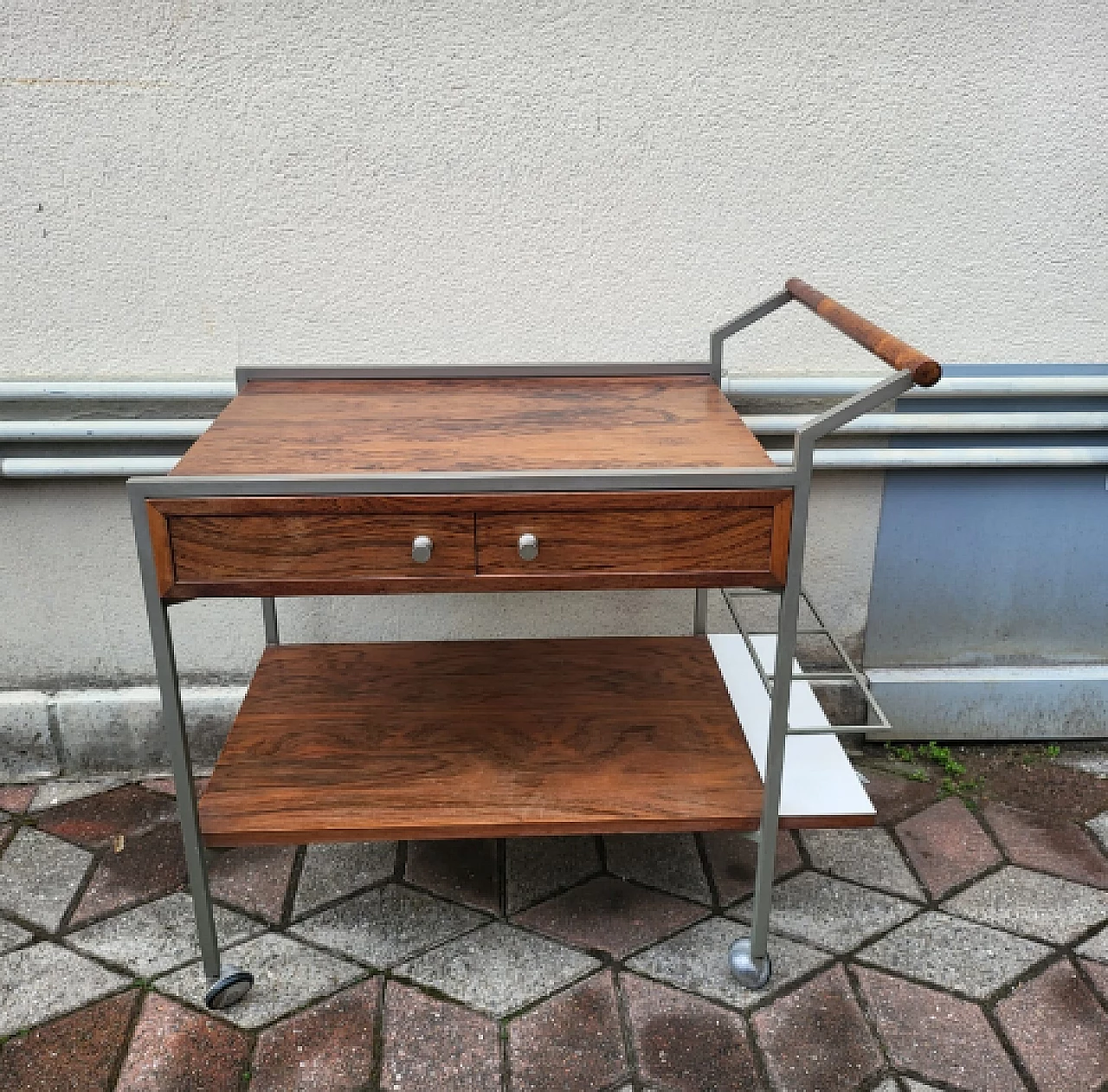 Rosewood and metal bar cart by George Nelson, 1960s 12