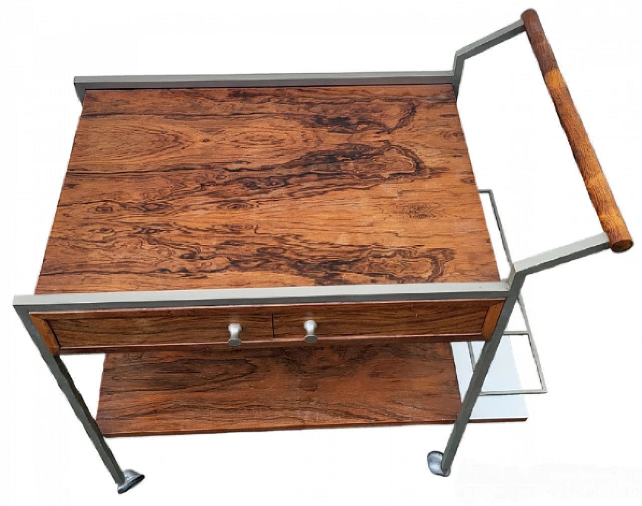 Rosewood and metal bar cart by George Nelson, 1960s 16