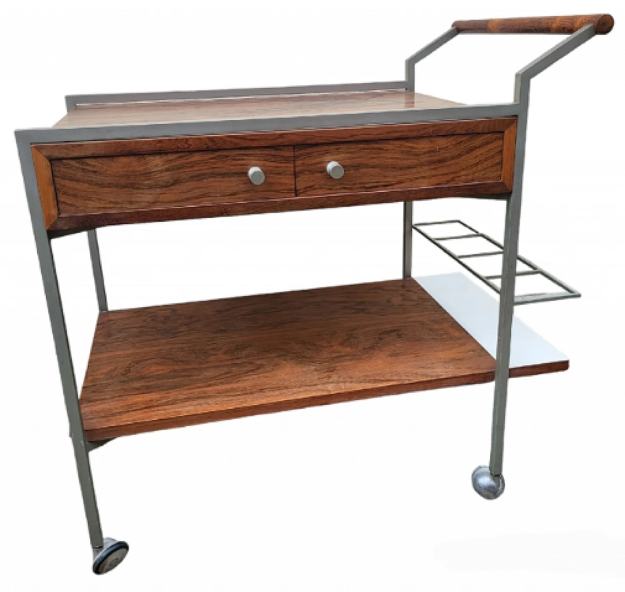 Rosewood and metal bar cart by George Nelson, 1960s 17