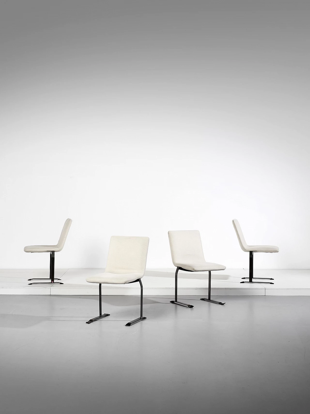 4 Sedie in metallo e tessuto di Giovanni Offredi per Saporiti, anni '70 1