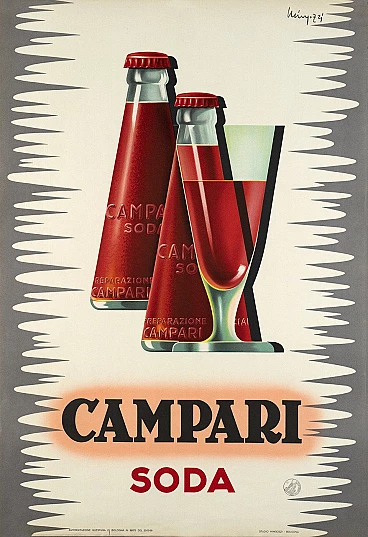 Manifesto pubblicitario Campari Soda di Giovanni Mingozzi, 1950
